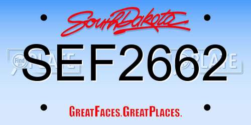 SEF2662 South Dakota License Plate