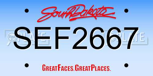 SEF2667 South Dakota License Plate