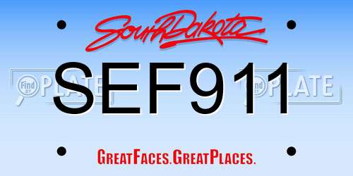 SEF911 South Dakota License Plate