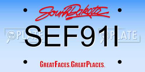 SEF91I South Dakota License Plate