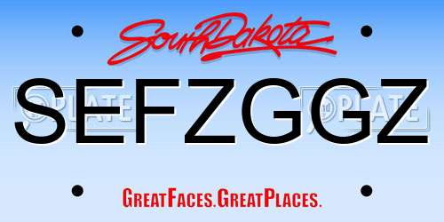 SEFZGGZ South Dakota License Plate