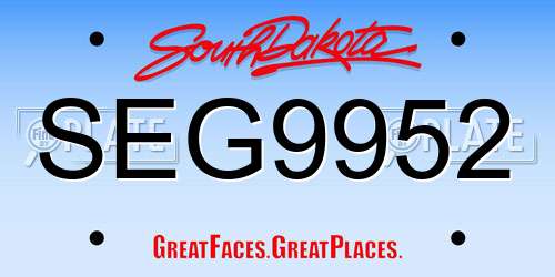 SEG9952 South Dakota License Plate