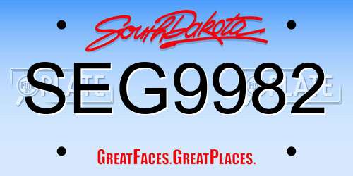 SEG9982 South Dakota License Plate