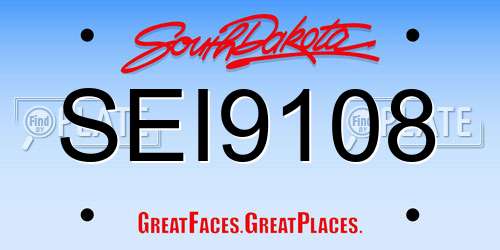 SEI9108 South Dakota License Plate