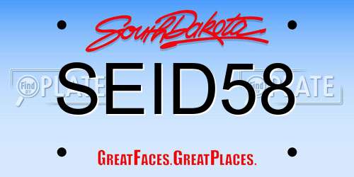 SEID58 South Dakota License Plate