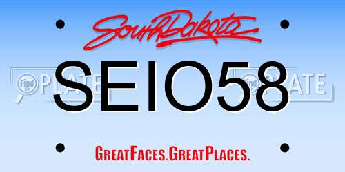 SEIO58 South Dakota License Plate
