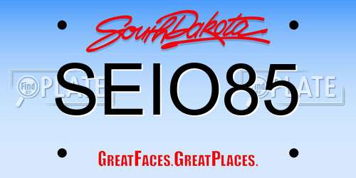 SEIO85 South Dakota License Plate