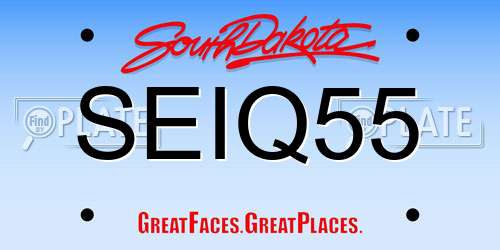 SEIQ55 South Dakota License Plate