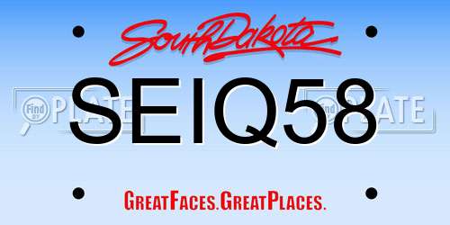 SEIQ58 South Dakota License Plate