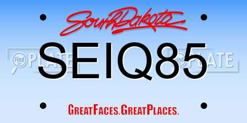 SEIQ85 South Dakota License Plate
