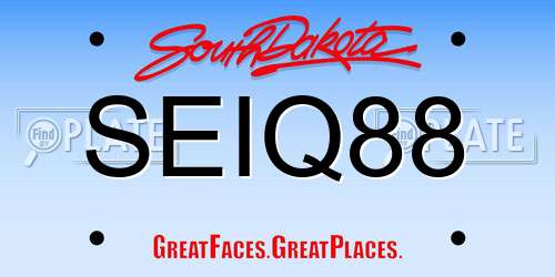 SEIQ88 South Dakota License Plate