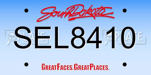 SEL8410 South Dakota License Plate