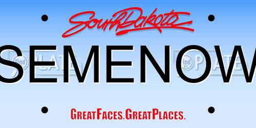 SEMENOW South Dakota License Plate