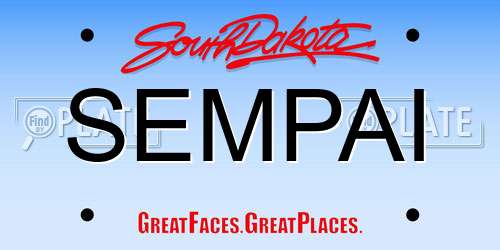 SEMPAI South Dakota License Plate