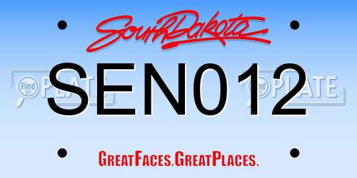 SEN012 South Dakota License Plate