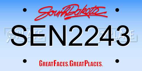 SEN2243 South Dakota License Plate