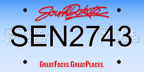 SEN2743 South Dakota License Plate