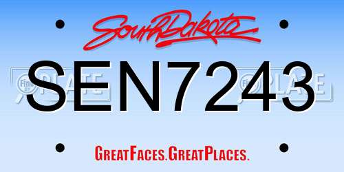 SEN7243 South Dakota License Plate