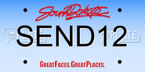 SEND12 South Dakota License Plate