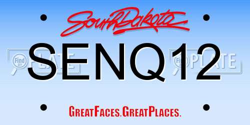 SENQ12 South Dakota License Plate