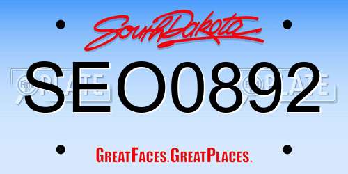 SEO0892 South Dakota License Plate