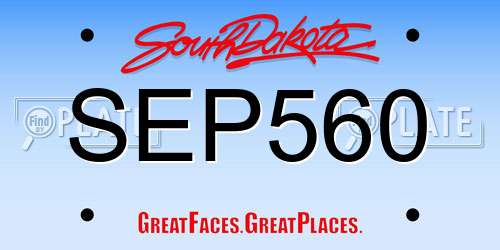 SEP560 South Dakota License Plate