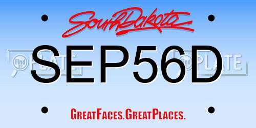 SEP56D South Dakota License Plate