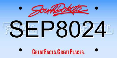 SEP8024 South Dakota License Plate