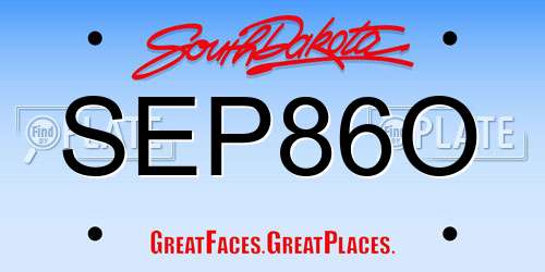 SEP86O South Dakota License Plate