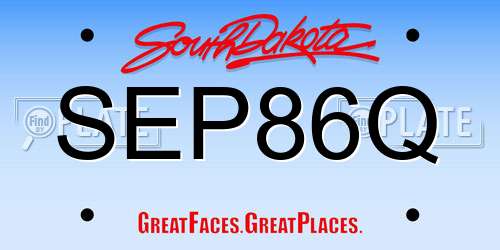 SEP86Q South Dakota License Plate
