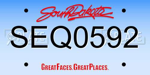 SEQ0592 South Dakota License Plate