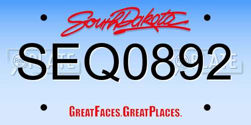 SEQ0892 South Dakota License Plate