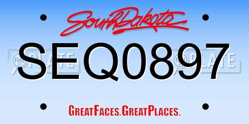 SEQ0897 South Dakota License Plate