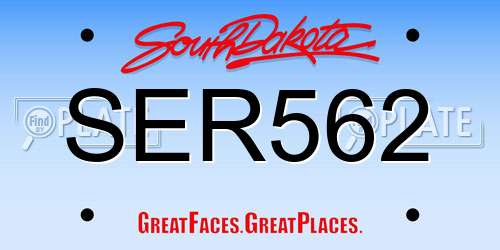SER562 South Dakota License Plate