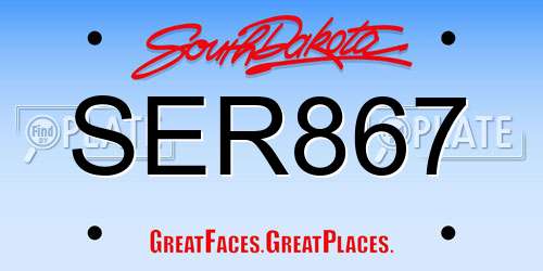 SER867 South Dakota License Plate