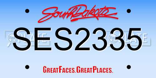 SES2335 South Dakota License Plate