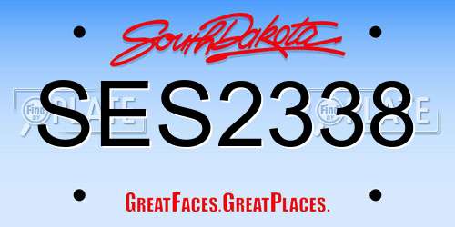 SES2338 South Dakota License Plate