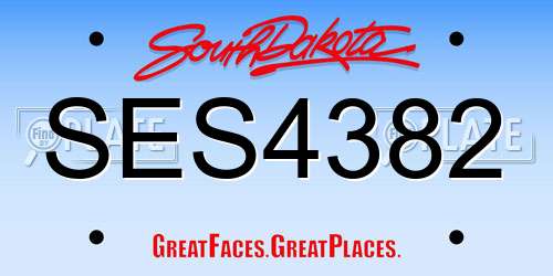 SES4382 South Dakota License Plate