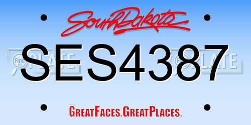 SES4387 South Dakota License Plate