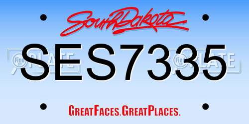 SES7335 South Dakota License Plate