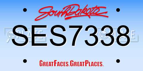 SES7338 South Dakota License Plate