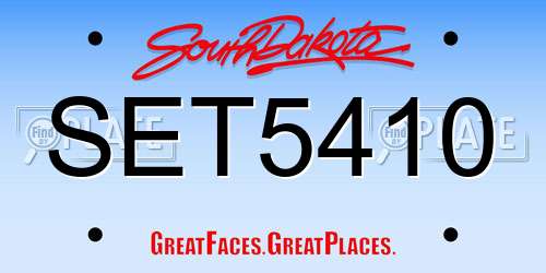 SET5410 South Dakota License Plate