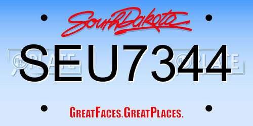 SEU7344 South Dakota License Plate