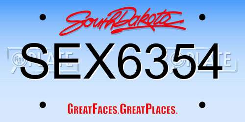 SEX6354 South Dakota License Plate