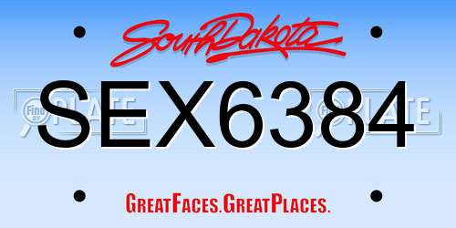 SEX6384 South Dakota License Plate