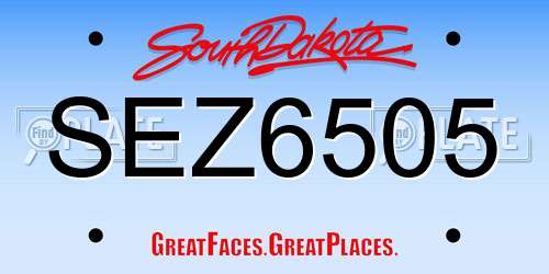SEZ6505 South Dakota License Plate