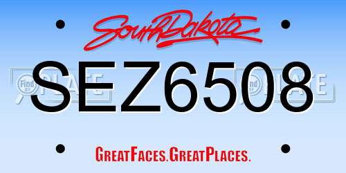 SEZ6508 South Dakota License Plate