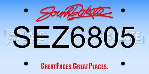 SEZ6805 South Dakota License Plate
