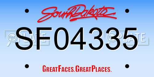 SF04335 South Dakota License Plate