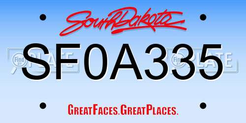 SF0A335 South Dakota License Plate
